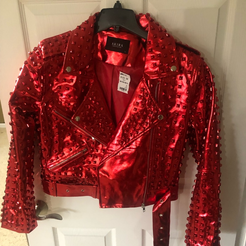 Red crop jacket.